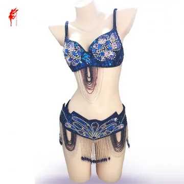 

new belly dance bra and belt suit girls belly dance performance set bra+chain women belly dance clothes suit S/M/L/XL