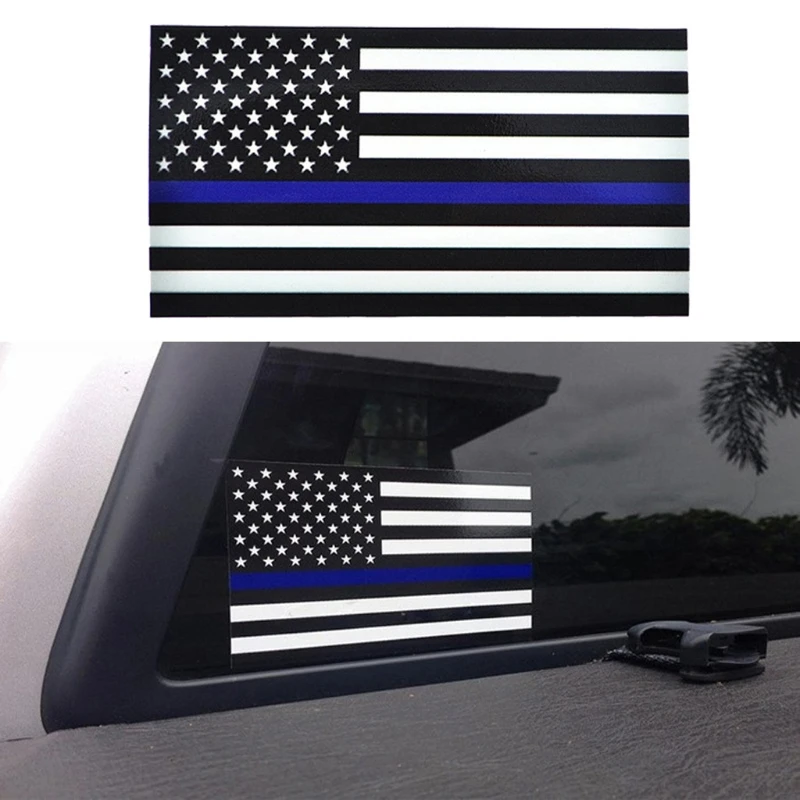 1PC Estilo Do Carro Police Officer EUA Bandeira Americana de Metal/plásticos Decalque Etiqueta Do Carro 3D Estéreo Do Carro...