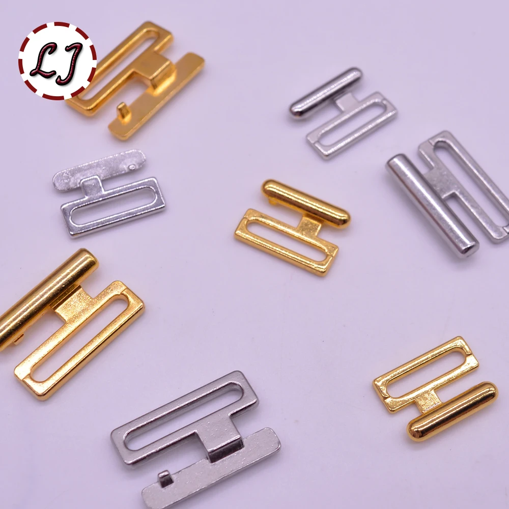 10pcs/lot 14mm/20mm Craft silver gold metal Rectangle Tape Closure Hook & Clasp Waist Extenders Sewing On Clothes Bra Clip Hooks