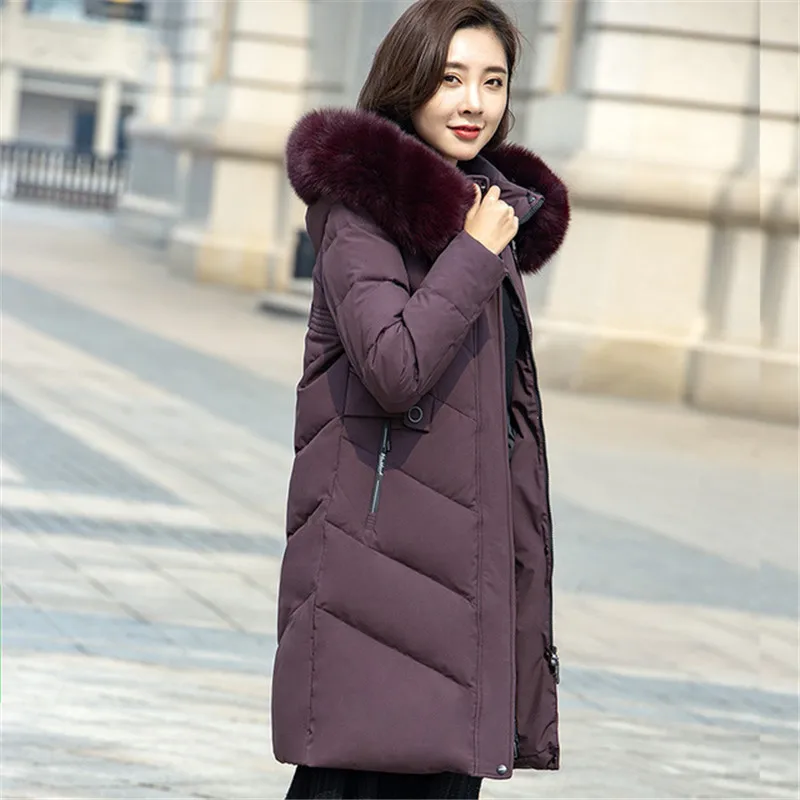 Down Jacket Women Winter Parkas New Thick White Duck Down Coat Fur Collar Hooded Long Down Coats Female Overcoat 8XL 9XL 10XL