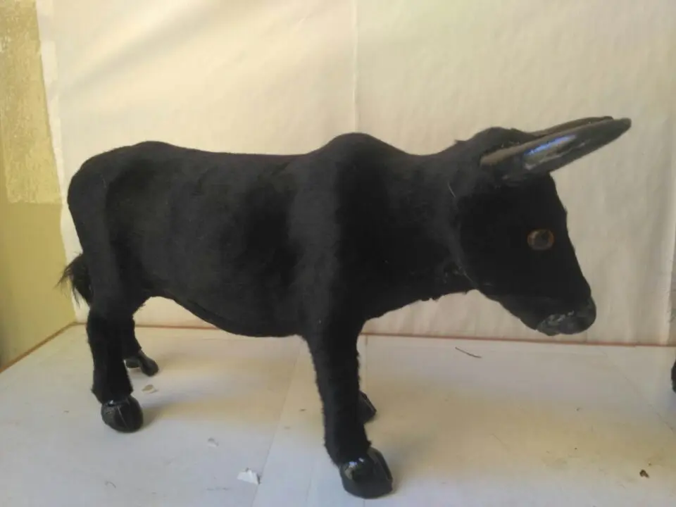 

big simulation black cattle toy polyethylene & furs standing cattle model about 27x7x16cm 2824