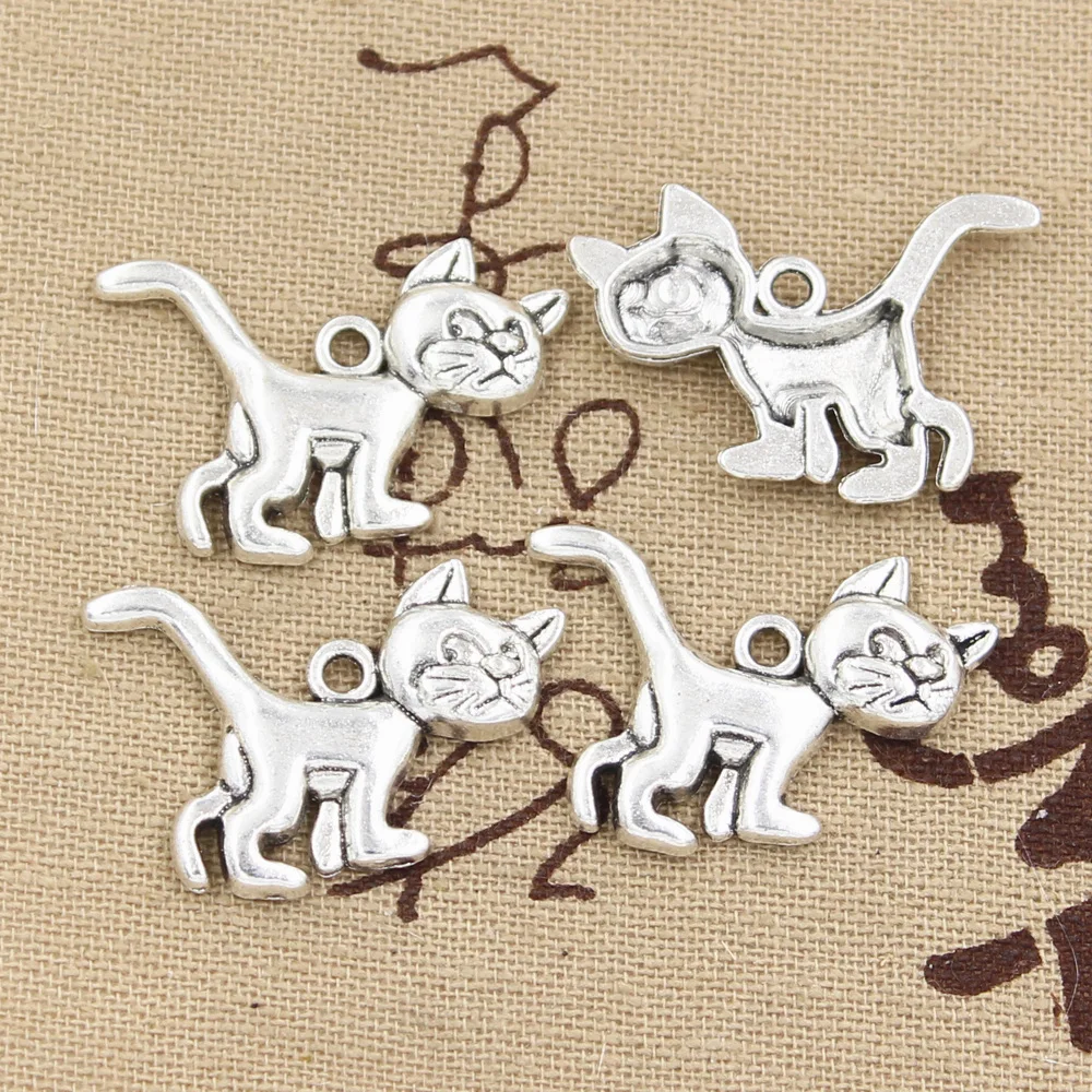 8pcs Charms Cat 30x22mm Antique Making Pendant fit,Vintage Tibetan Bronze Silver color,DIY Handmade Jewelry