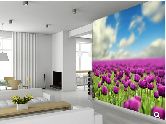 Custom floral wallpaper,Spring Tulips,3D photo murals for modern living room bedroom backdrop waterproof wallpaper