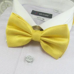 men's solid bowtie bows yellow tie knots neck ties necktie butterflies neckwear