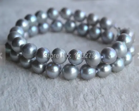 New Arriver Gray Pearl Bracelet 2 Rows 7 Inches 7.5-8mm  Freshwater Pearl Bracelet Wedding Party Jewelry Free Shipping