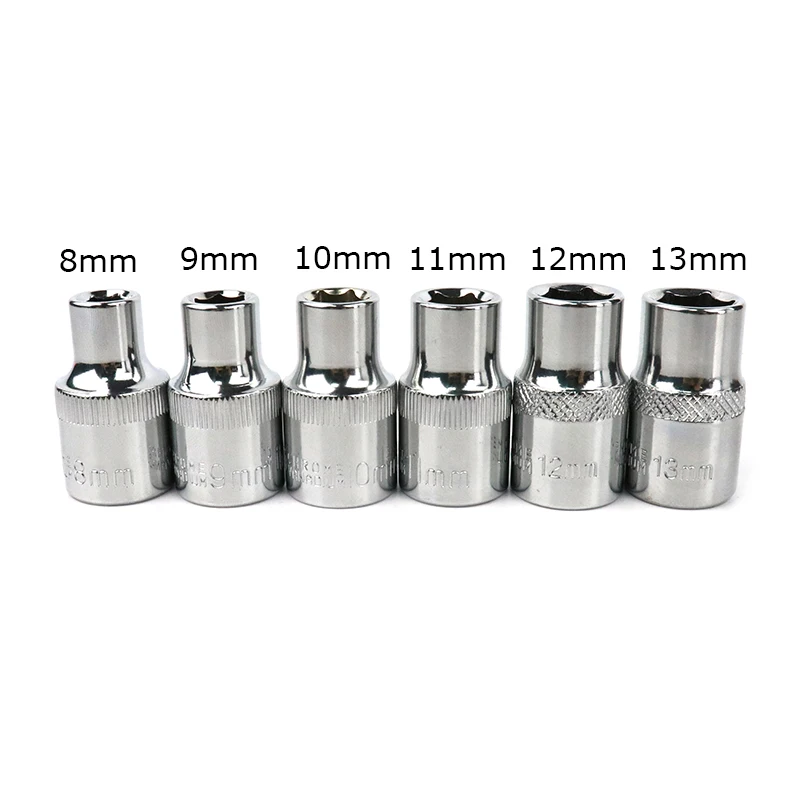 6pcs Socket Set 8-13mm Hex Socket Drive Set 1/2" Universal Impact Socket Adapter For Auto Car Repair Tool Accessories