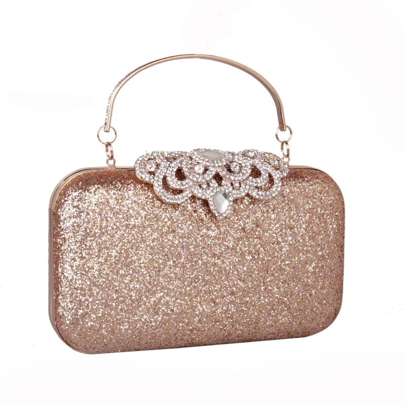 

Women Evening Bag leatherette All Seasons Wedding Event/Party Formal Minaudiere Rhinestone Sequined MiniSpot Snap Silver Gold