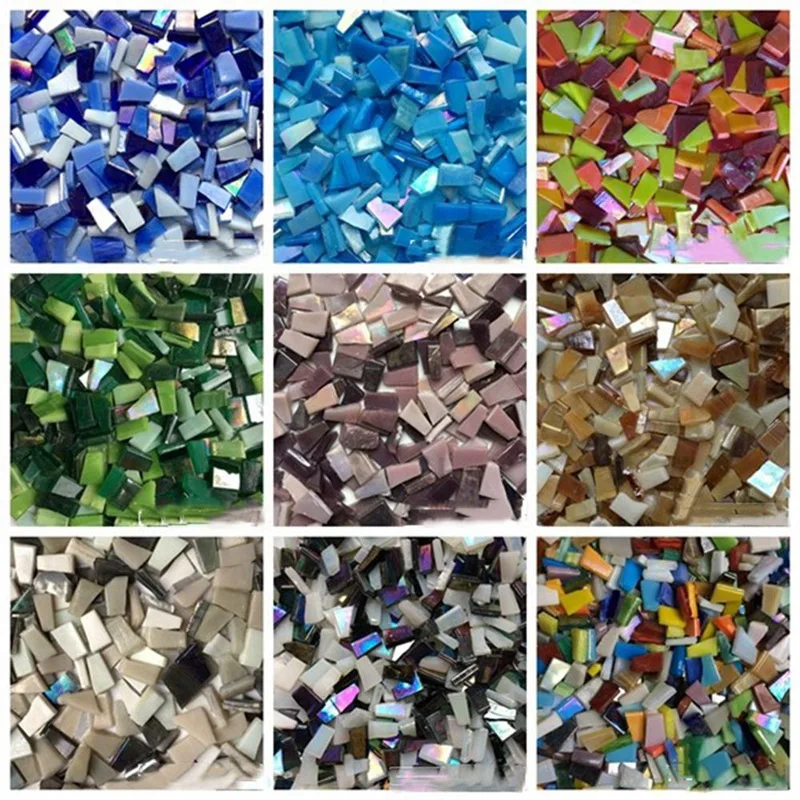 100g DIY Creative Mixed Color Mosaic Glass Mirror Inlay Tiles DIY Wall Handmade Materials Crafts Home Decoration AAA0883