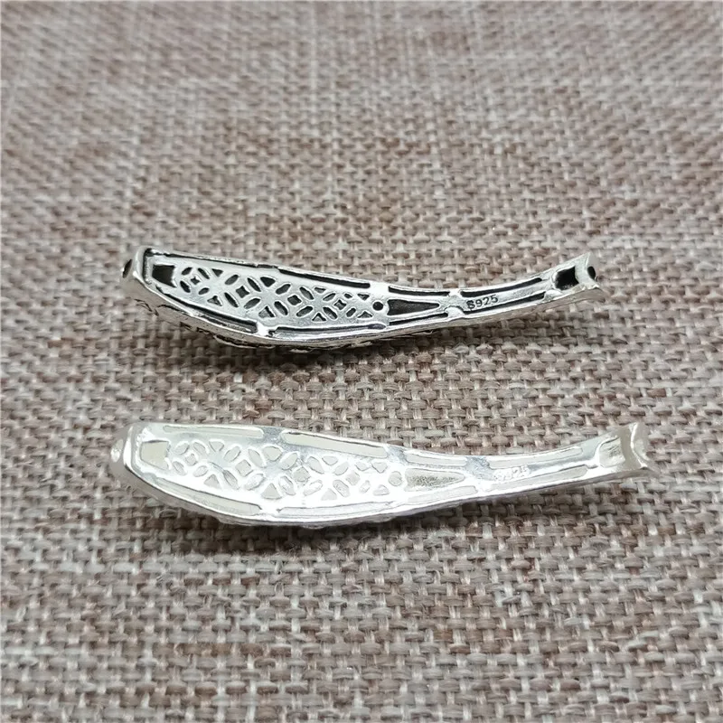 2 قطعة من 925 فضة منحنى الأسماك أنبوب الخرز ل سوار قلادة