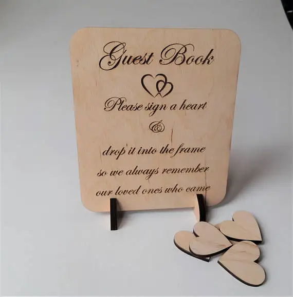 personalized wood Wedding Alternative Guest Book ,Personalized Drop Top box Heart mr&mrs name wedding guestbook Memory Box