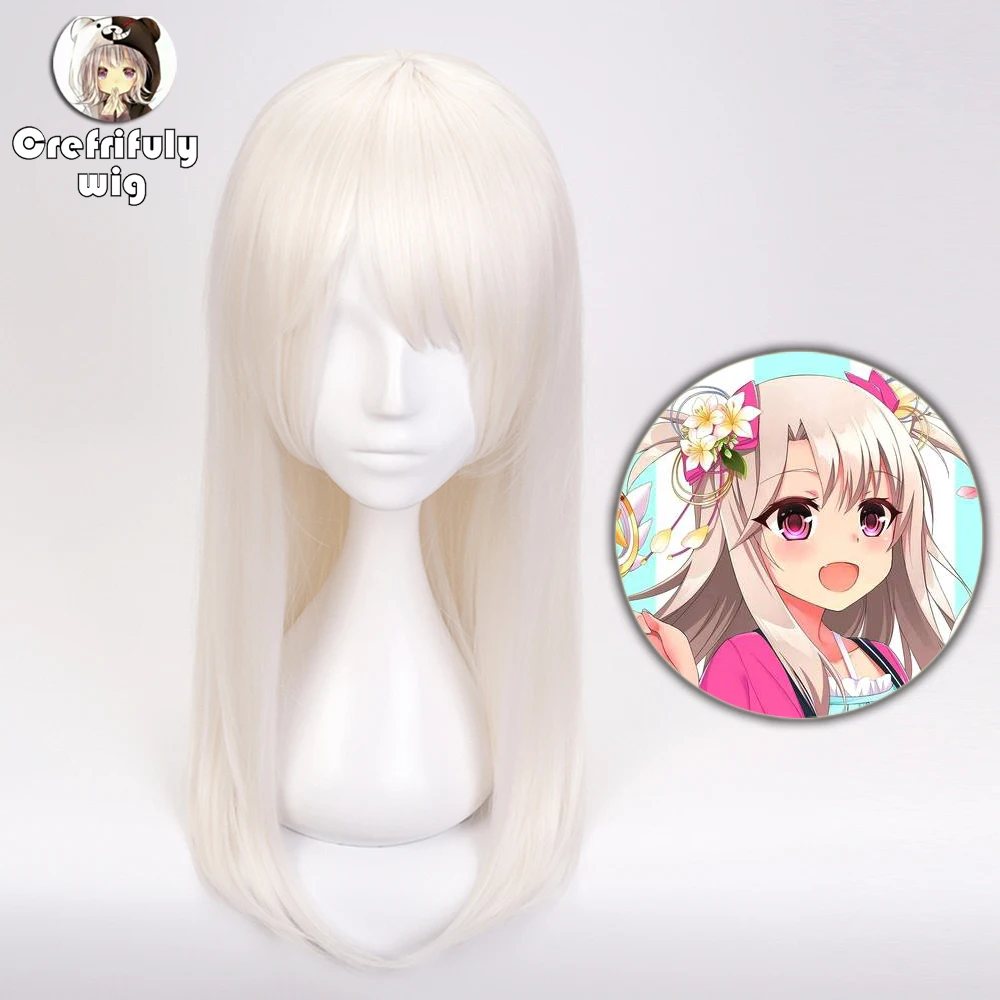 Fate/kaleid liner Cosplay Wig 60CM Illyasviel von Einzbern Fate Stay Night Synthetic Hair Halloween Costume Party Wigs + Wig Cap