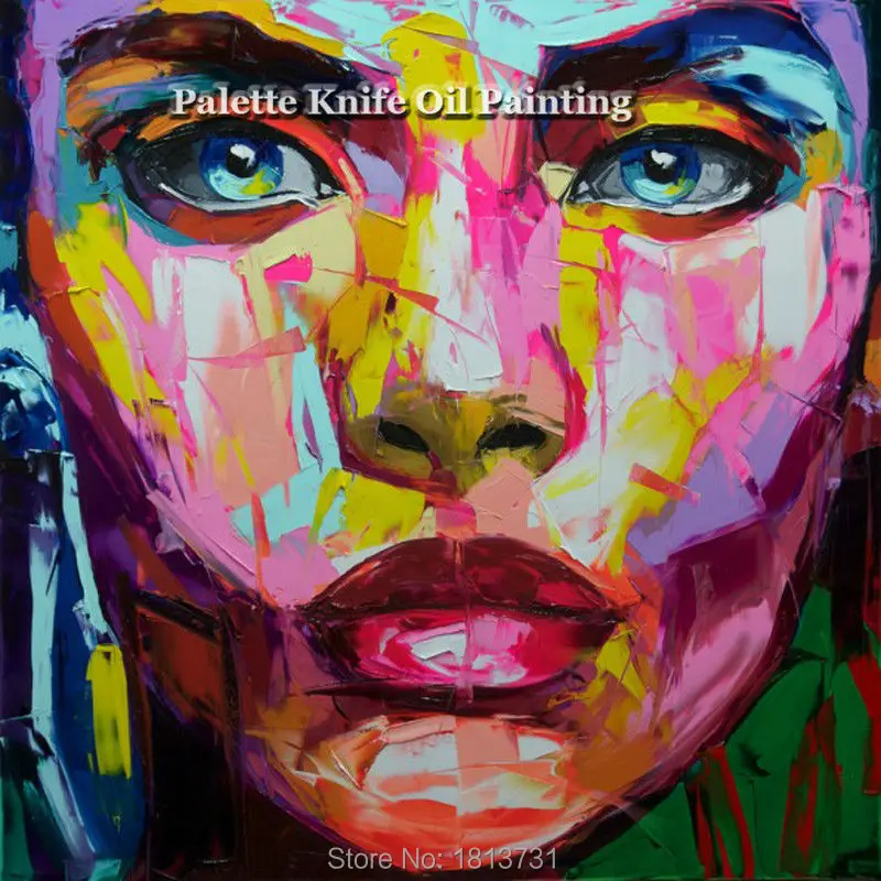 Hand painted Francoise Nielly Palette knife portrait Face Oil painting Character figure canva wall Art picture14-54