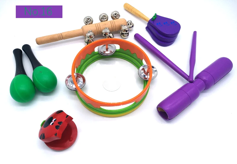 ขายใหญ่ 6 pc ใหม่เครื่องดนตรีชุดของเล่นไม้ percussion instruments สำหรับทารกเด็กก่อนวัยเรียนเพลง rhythm การศึกษา