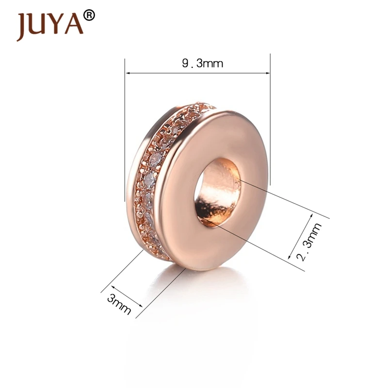 Copper Zircon Round Spacer Beads For Jewelry Making Gold  Rose Gold Black 4 Colors Beads Accessories For Jewelry DIY Craft