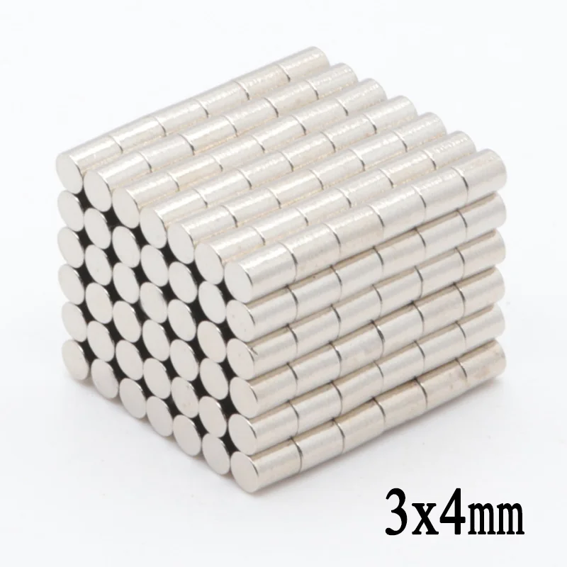 

1000pcs 3x4 mm N35 Small Super Strong Rare Earth Neodymium Magnets 3mm*4mm Craft Round Magnet