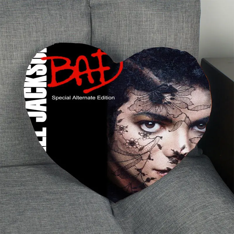 New Pillow Case Michael Jackson Heart Shape Satin Fabric Pillow Cover For Home Bedroom Wedding decorate Pillow Cases