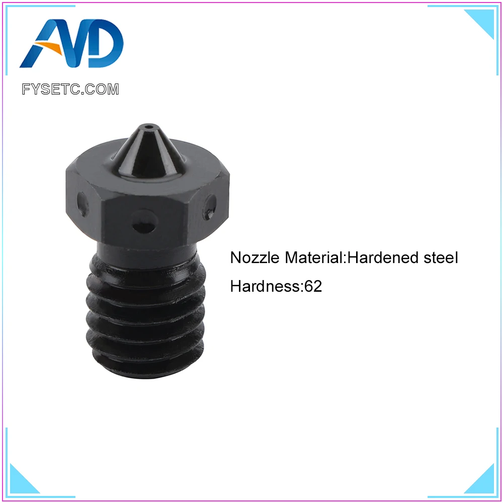 

Top Quality Hardened Steel V6 Nozzles For High Temperature 3D Printing PEI PEEK Carbon Fiber Filament For E3D Titan Aero Hotend