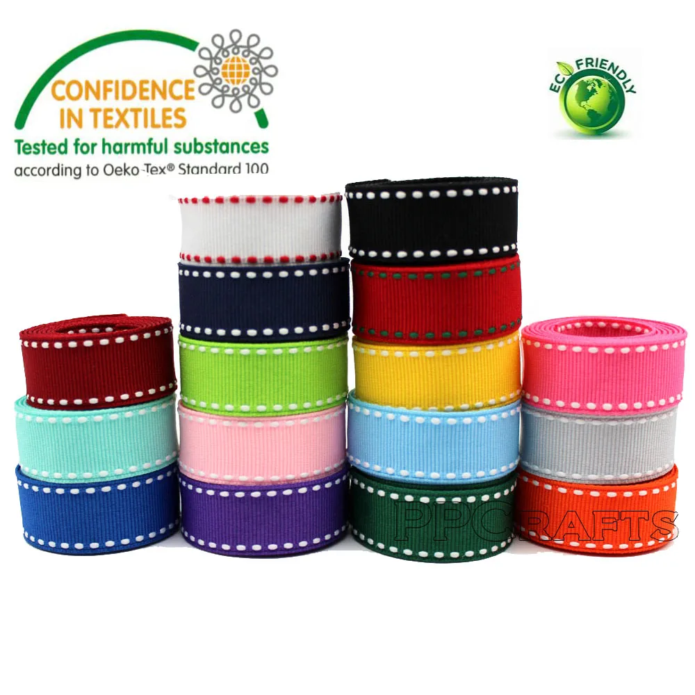 

Free Shipping 3/8" 9mm 5/8"16mm 7/8"22MM 1" 25mm 1-1/2" 38mm Stitch Grosgrain Ribbon Double Faced Handmade DIY Accessories