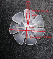 Plastic motor propeller Hair dryer fan blade 7 blades 2mm hole size 55mm diameter 17mm height