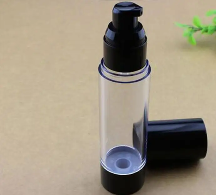 100pcs/Lot 50MLClassic Black Vacuum Airless Pump Bottle Cosmetic Essence Oil Lotion packing Refillable Bottle lin3447