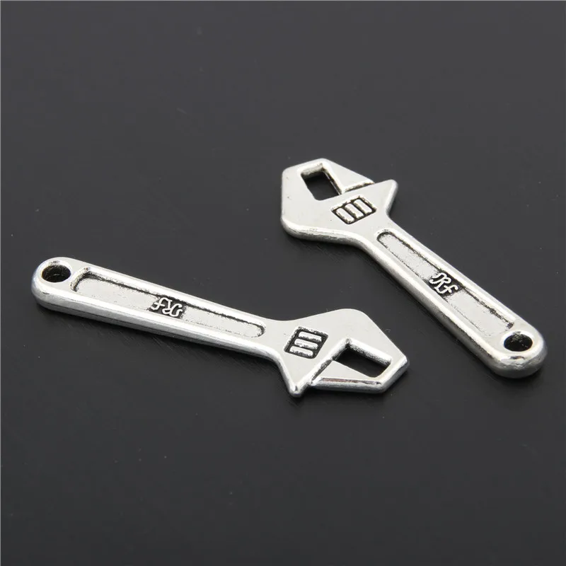 15pcs Zinc Alloy Tiny  Wrench Charms Hardware Tool Metal Pendant Bracelet Jewelry Making A2891