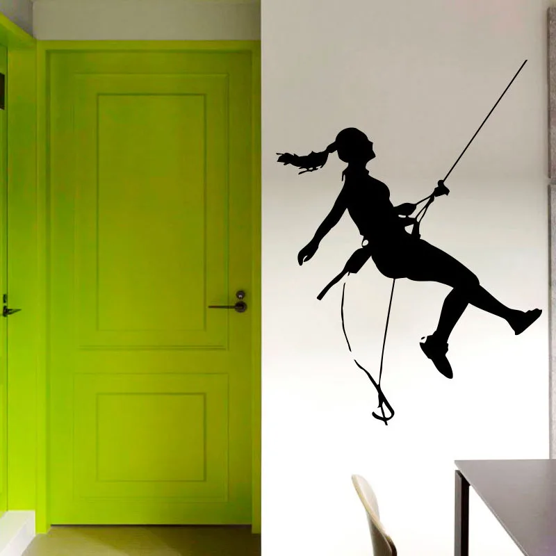 

Rock Climber Climbing Silhouette Wall Decals Extreme Sports Home Decor Vinyl Adhesive Waterproof Wall Stickers Kids Room 76x59cm