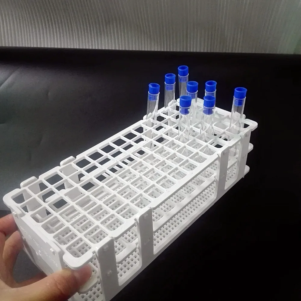 Imagem -06 - Tubos Plásticos do Teste do Laboratório Cremalheira do Tubo da Parte 90 Furos 13x100 mm 8ml 100 Peças