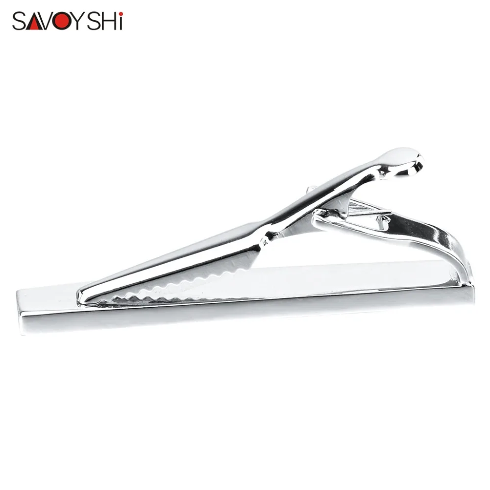 SAVOYSHI Free Carving Name Tie Clip Pin Clasp for Mens Tie Special Gift High Quality Blank Silver Color Tie pins Brand Jewelry