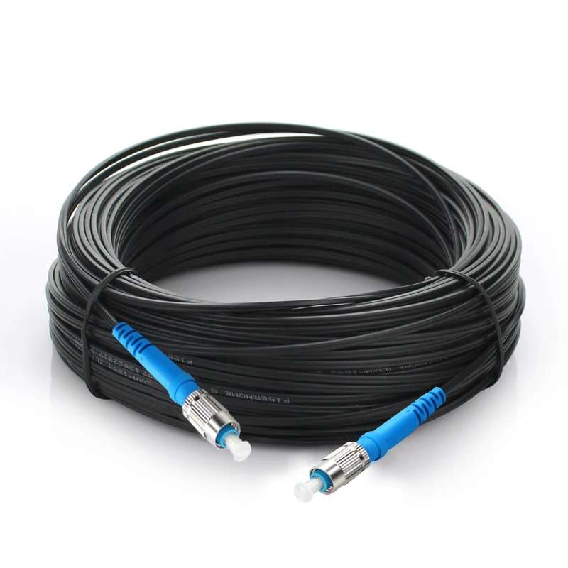 Cable de parche de fibra óptica para exteriores FC UPC, 200M, SM, cable de fibra simple dúplex, cable de salto de fibra de campo G657A