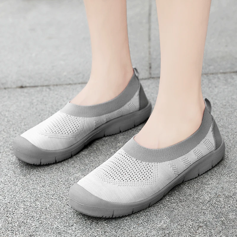 STRONGSHEN Women Shoes Breathable Mesh Sneakers Ballet Flats Ladies Slip on Flats Loafers Shoes Plus Size 35-42