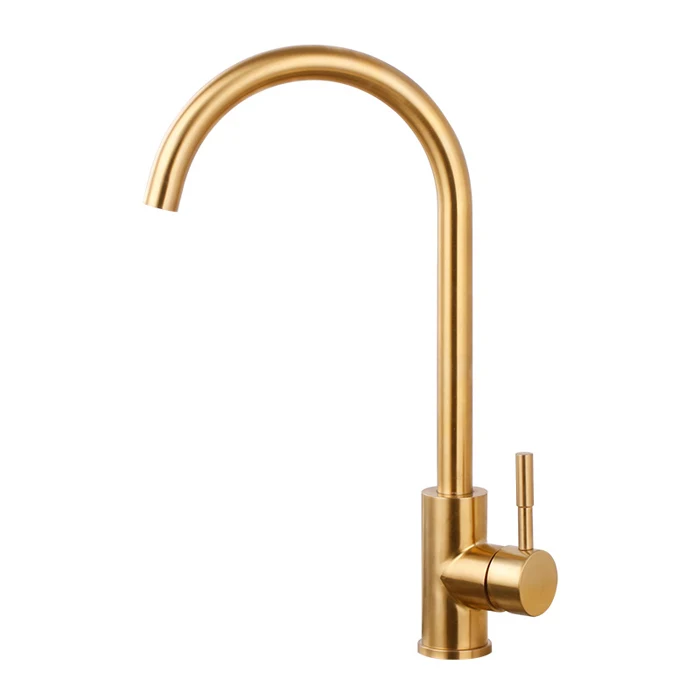 

Brushed Gold Kitchen Faucet 360 Rotatable Water Mixer Basin Sink stainless steelTaps Single Handle Deck Mounted Aerator Tap BG01