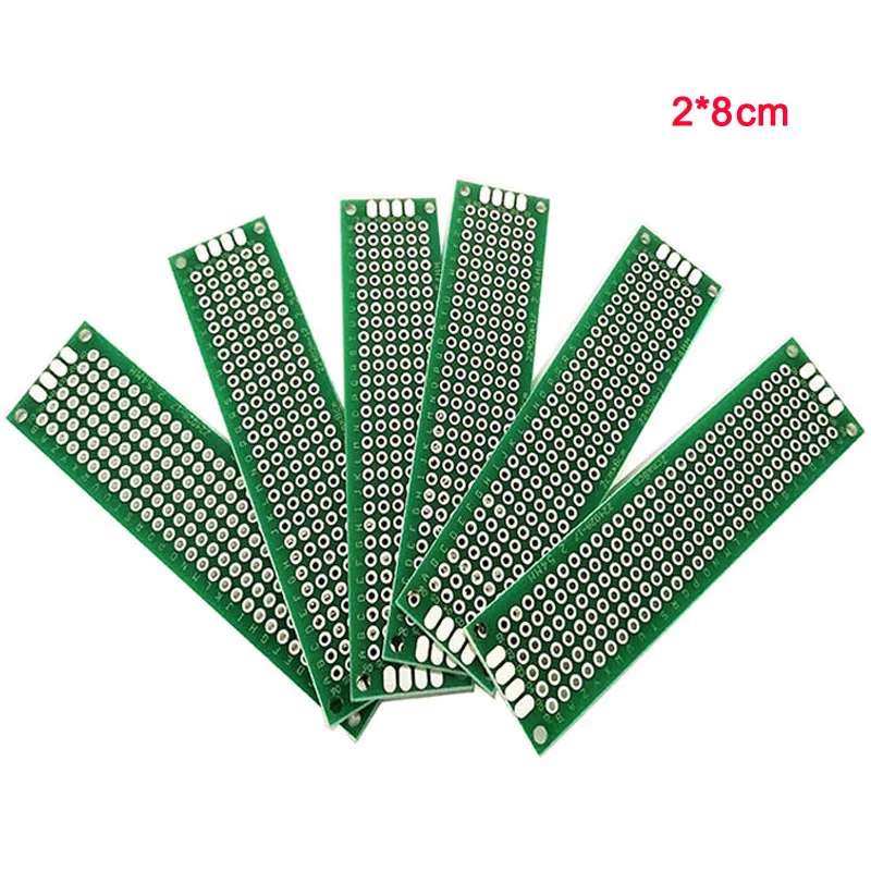 

50pcs 2*8cm Double-Sided PCB Universal Circuit Experiment Board FR-4 Fiberglass Plate DIY Prototype Matrix Green Oil Spray Tin