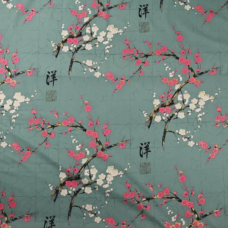 Leo & Lin Diy Drie Kleur Herstellen Schilderen Plum Blossoms Katoenen Doek Printen Verven Patchwork Katoen Stof Tissus 50Cm