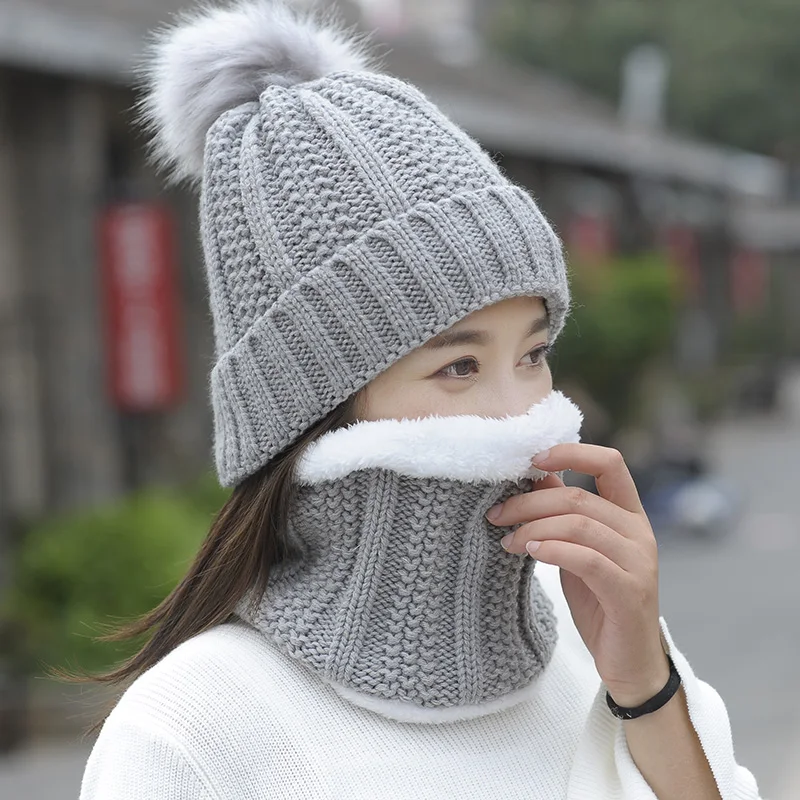 Ensemble de chapeaux en laine tricotée pour femme, bonnet chaud, écharpe épaisse coupe-vent, cagoule multifonctionnelle, collection automne et hiver