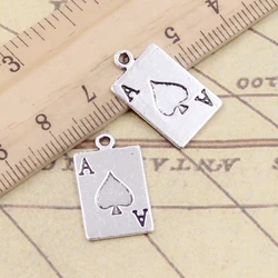 10pcs Charms Ace Of Spades Playing Card Poker 20x12mm Tibetan Bronze Silver Color Pendants Antique Making DIY Handmade Craft