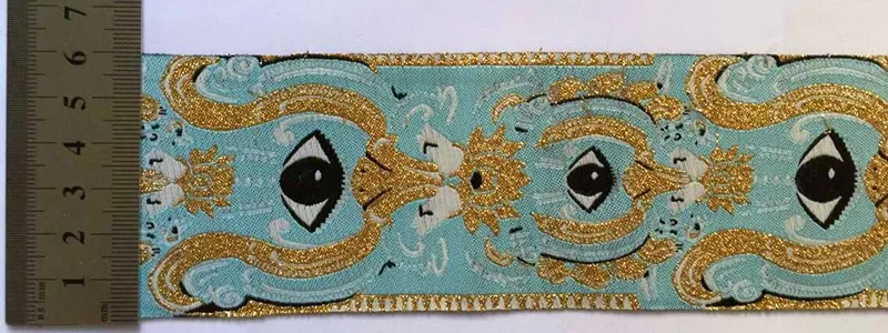 6cm gold metallic thread embroidery single face strong webbing,one eye webbing,XERY0628A