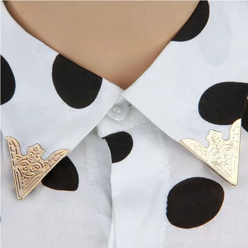 Pack of 2 Pairs Wing Tips Brooch Pin for Blouse Shirt Metal Pointed Collar Clips ee