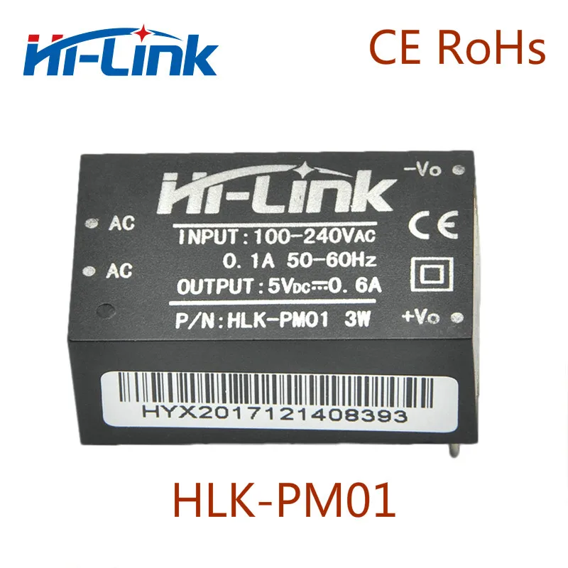 

Free shipping 5 pcs/lot AC-DC 90-264V to 5V 3W mini power supply module Hi-Link HLK-PM01 CE RoHs certifications