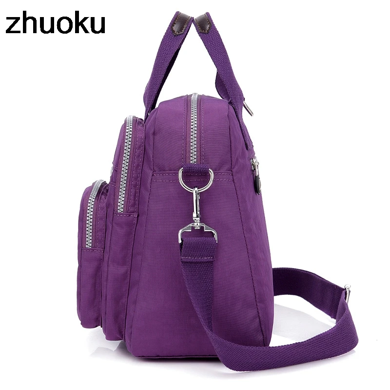 Kadın postacı çantası ışık seyahat el çantası su geçirmez naylon çift omuz çantaları rahat kaliteli Crossbody çanta Lady Flap Tote