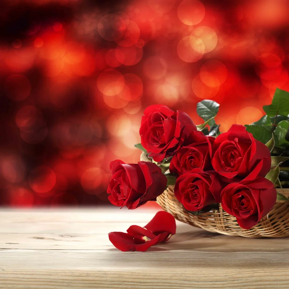 

VinylBDS Valentines Photography Backdrops Red Roses Romantic Backdrop Photography Background Customize Floor Backdrops