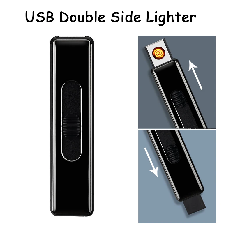 

Outdoor EDC USB Electronic Double Side Ignition Cigarette Lighter Light Weight Lighter No Gas Lighter New Plasma Arc Lighter