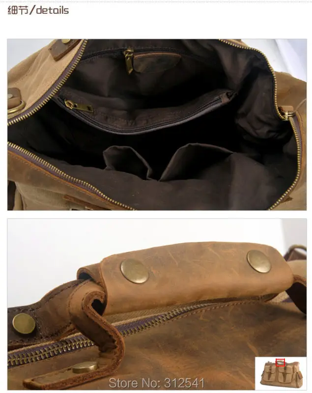 Vintage Retro military canvas leather men travel bags luggage bags Men Duffle Bags leather overnight Bag Tote carry on Luggage