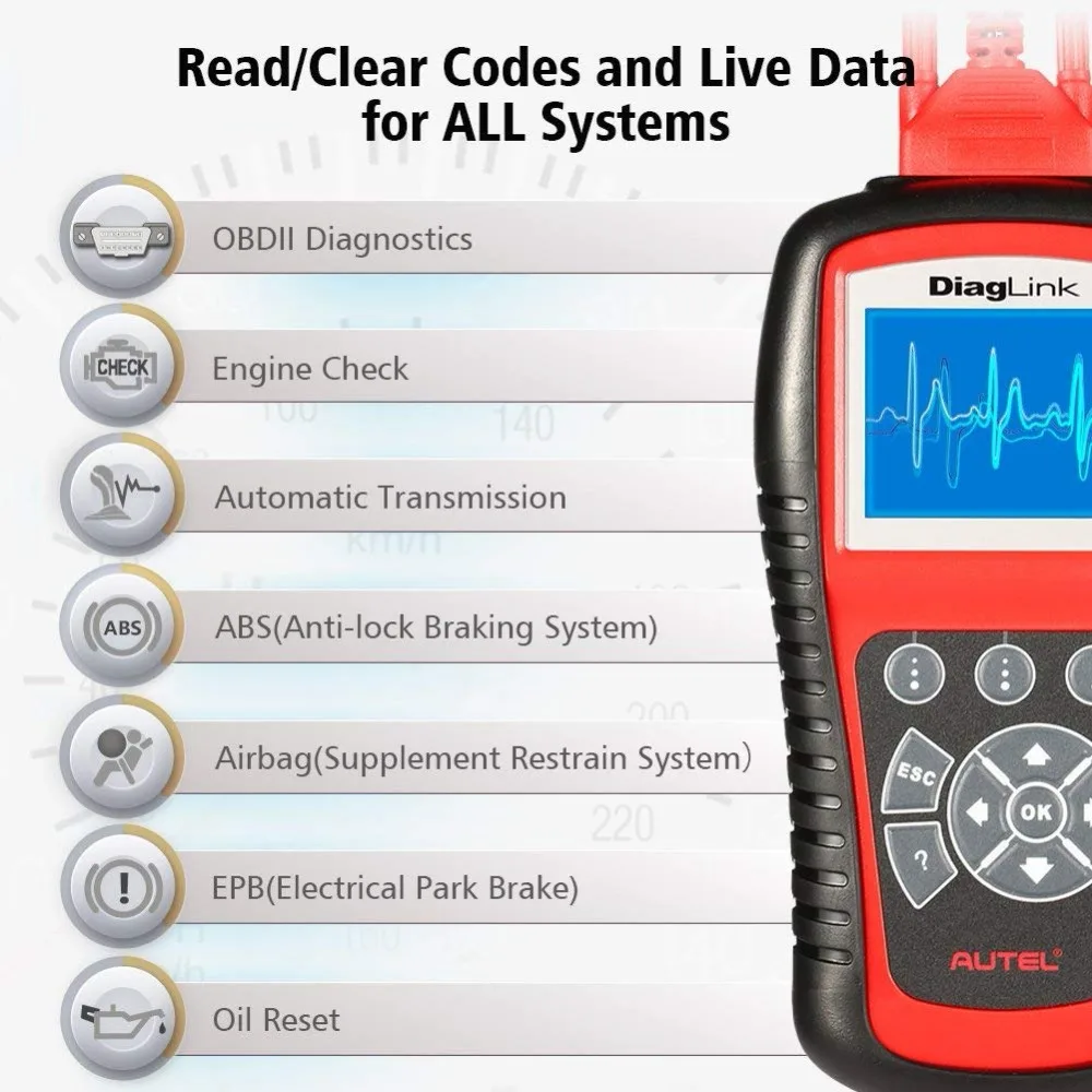 Autel DiagLink Full System OBD2 Scanner Car Diagnostic Tool OBD 2 EOBD Code Reader Engine ABS Airbag Transmission PK MD802 MD805