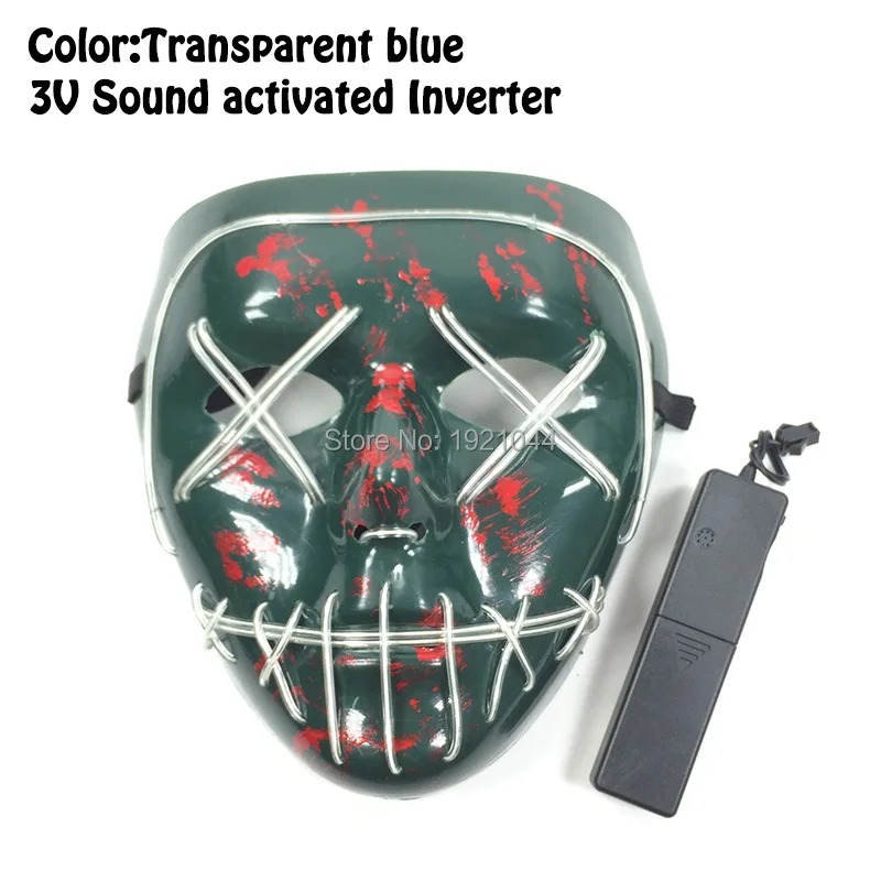 هالوين حزب الحسنات هالوين شبح الشق الفم قناع EL تضيء قناع 10 ألوان مختارة النيون الملونة الرعب حزب قناع #4