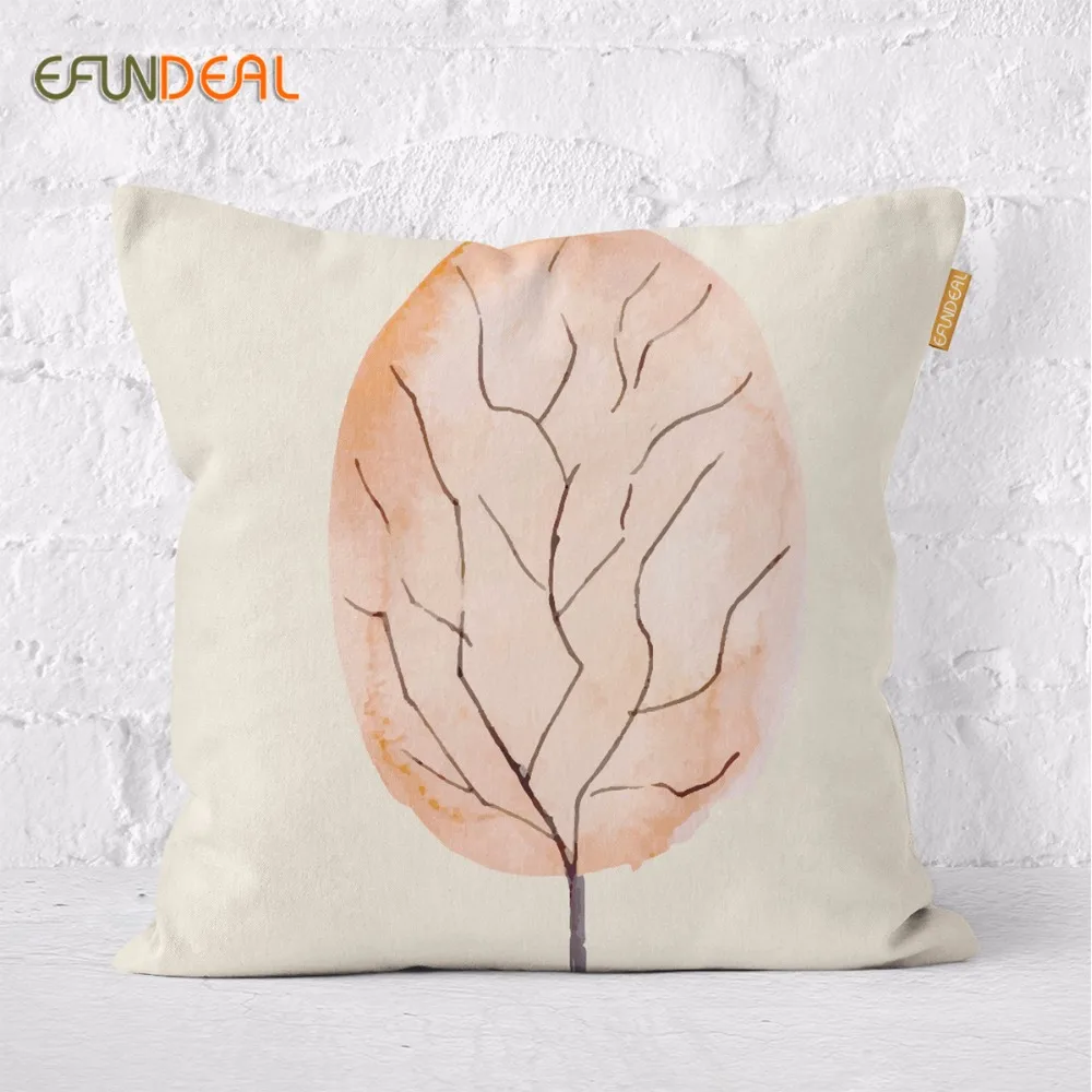 Vintage Cushion Cover Pillow Case Watercolor Tree Green Pink Blue pattern Cushions Case Simple Home Decor 45*45cm/60x60cm