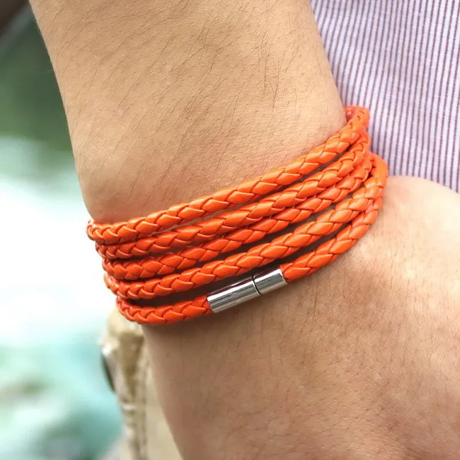 5 Layer Leather Bracelets & Charm Bangle Set, Handmade