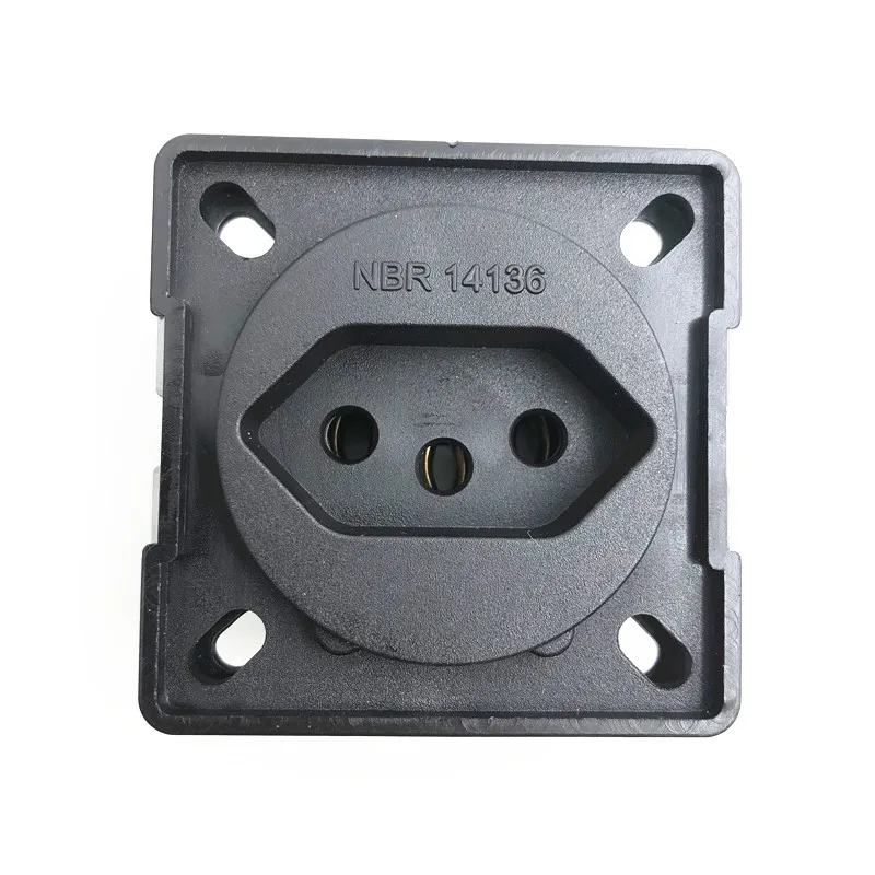 Black Square black Brazil standard 20A 250V Switzerland power surface mounted receptacle Waterproof dustproof industry socket