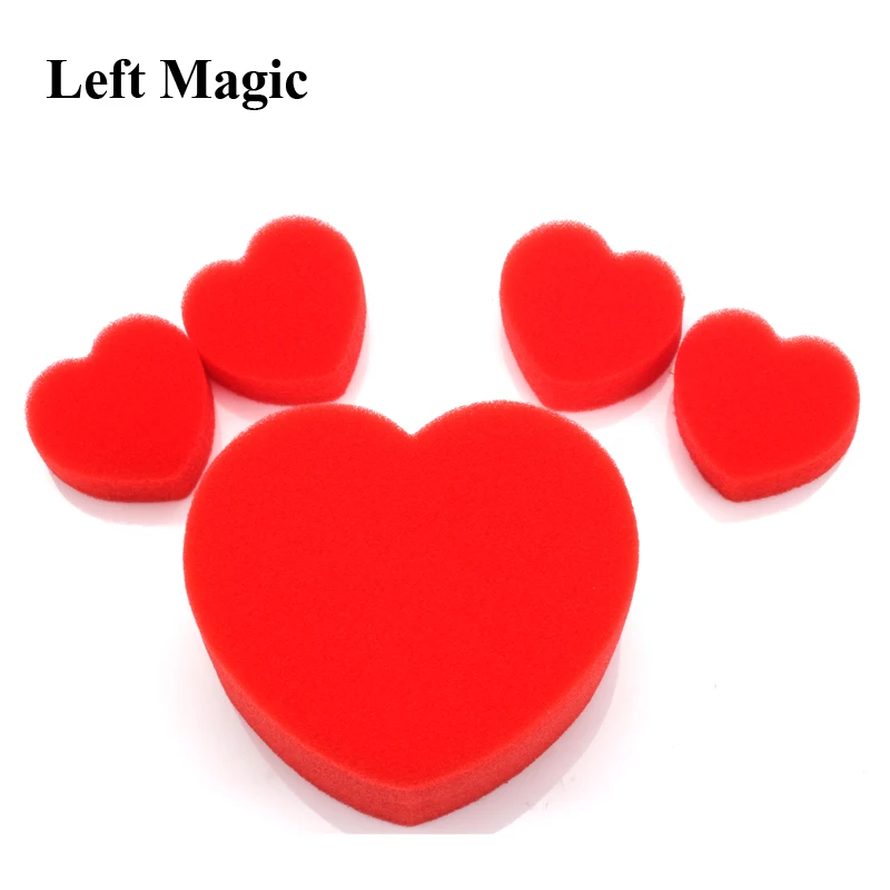 5pcs/lot Multiplying Sponge Hearts - Valentine\'s or Wedding Close-Up Magic Trick magic accessories child toys E3134