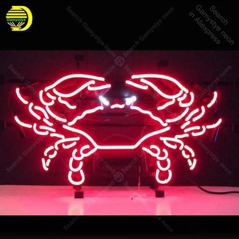 Neon Sign Crab Neon Signs for Restaurant Glass Tubes Neon Bulbs Signboard decorate Windows Room wall Handcraft Beer Bar sign