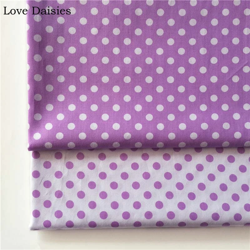 100% Cotton PURPLE BROWN PINK BLUE WHITE Polka Dot Twill Fabrics DIY for Kids Bedding Cushion Dress Handwork Quilting Patchwork